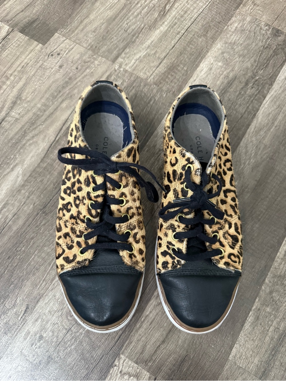 Cole Haan Leopard Print Sneakers w Black Leather Toe